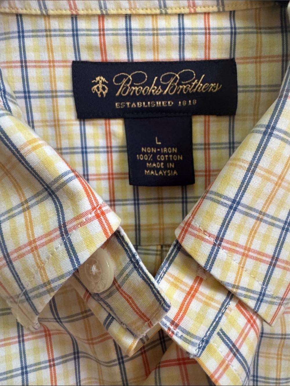 Brooks Brothers plaid button down shirt, size large